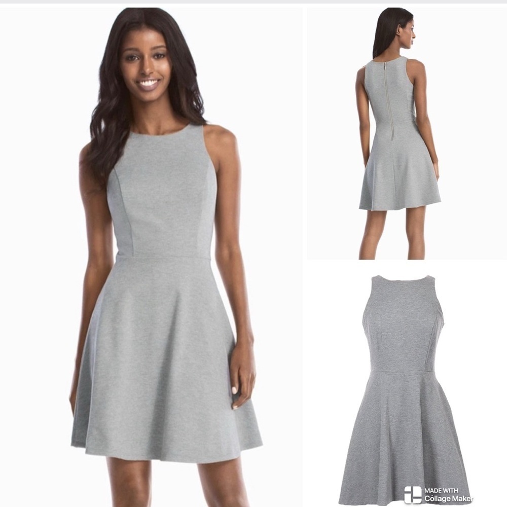 White House Black Market Gray Ponte fit and flare dress